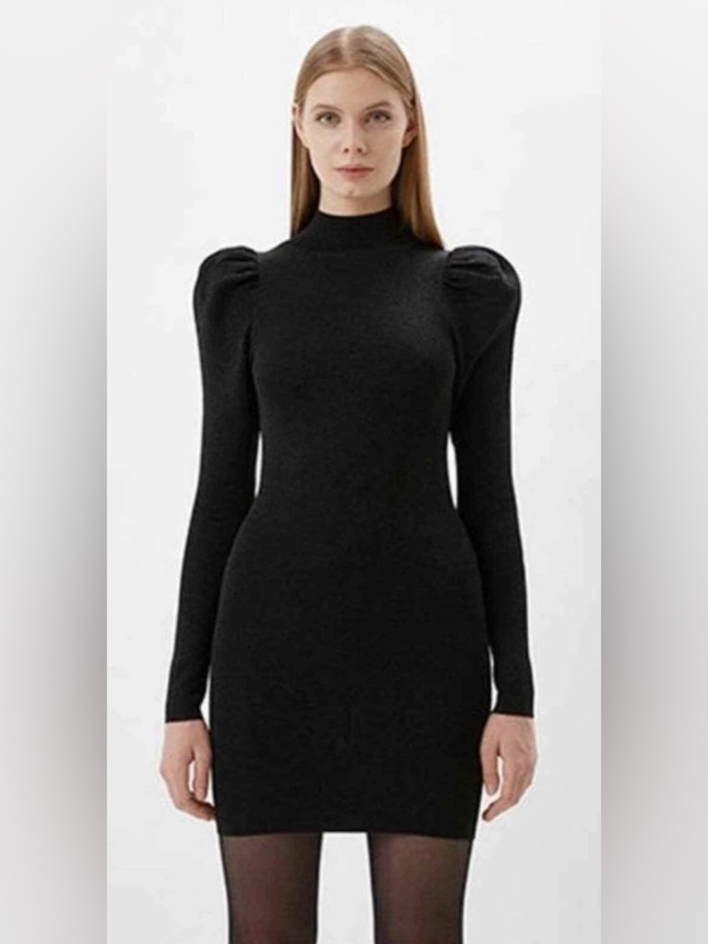 Alice & Olivia Issa Metallic Puff Sleeve Mini Dress Black XS